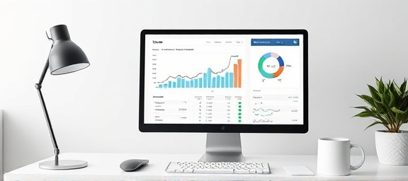 accurate creditfriendly score, satisfied, analyzing report, photorealistic, in a minimalist workspace with graphs on a computer screen, highly detailed, coffee cup on the side, clean lines, cool tones, LED lighting, shot with a 24mm lens.